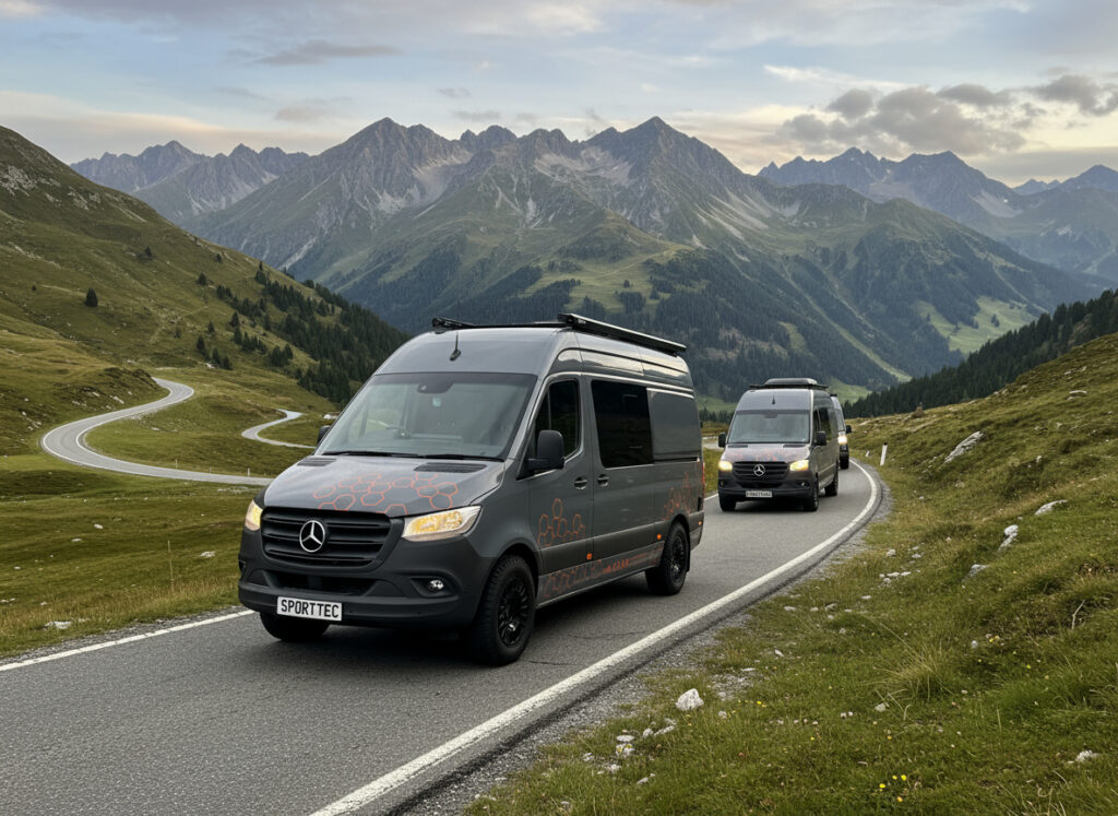 Convoy of MWB sprinter adventure ready